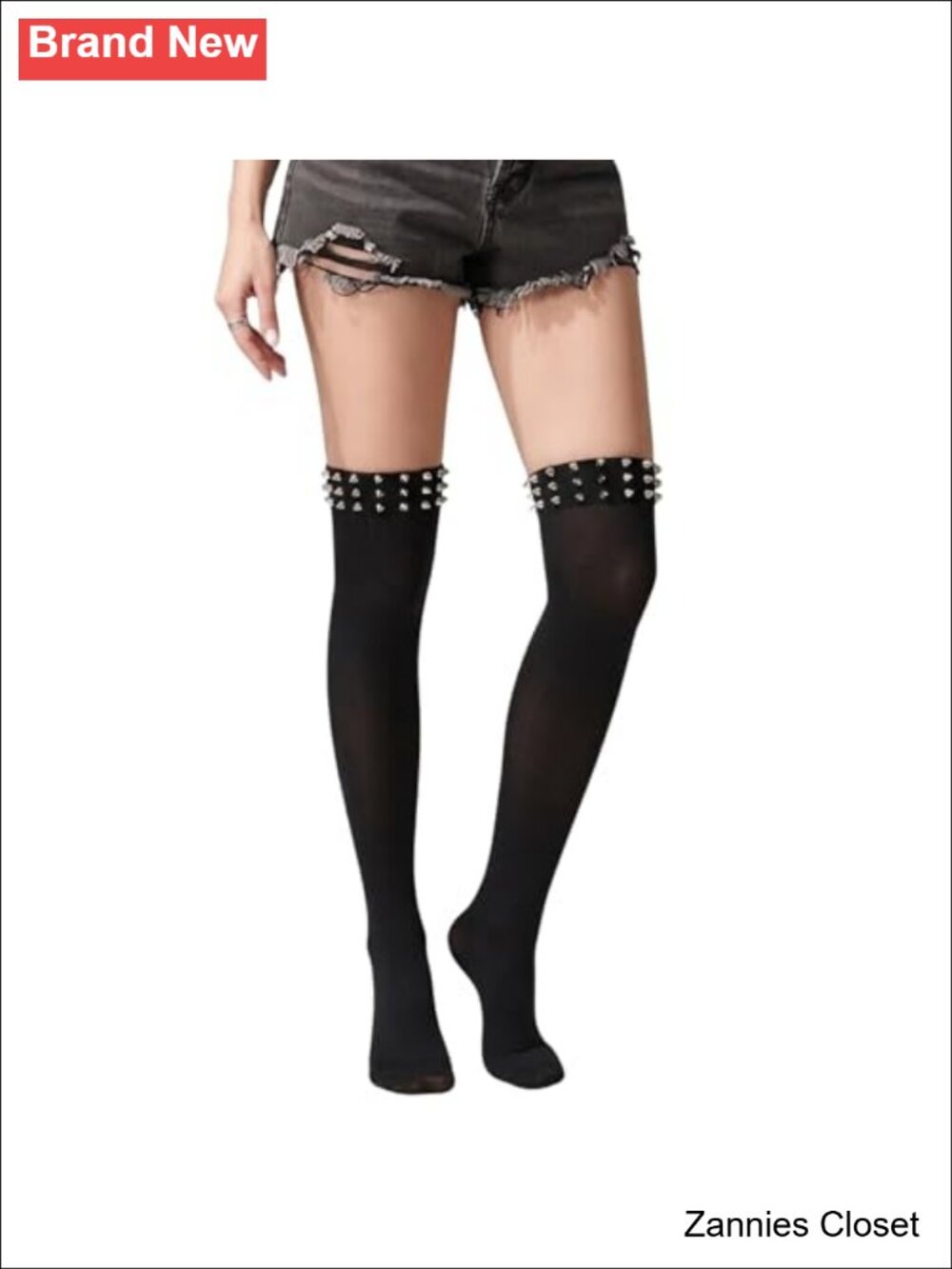 👻 Meihuida Thigh High Studded Over The Knee Stockings Punk Goth